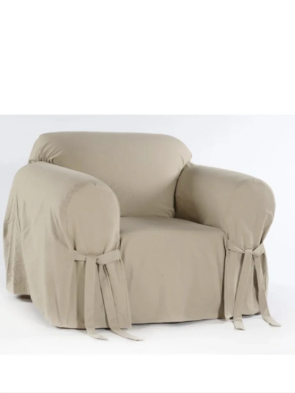 Neutral duck style material Slipcover Armchair Cover with Ties - Home Accents